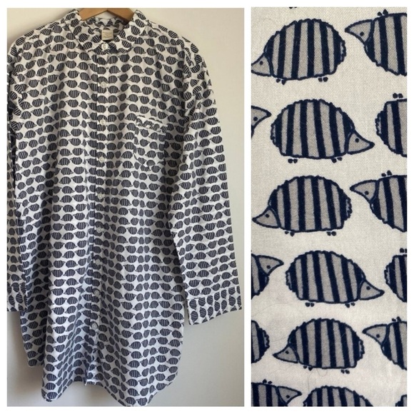 Sonoma Other - XXL Sonoma 100% Cotton Hedgehog Novelty Print Sleepwear Shirt Button Down